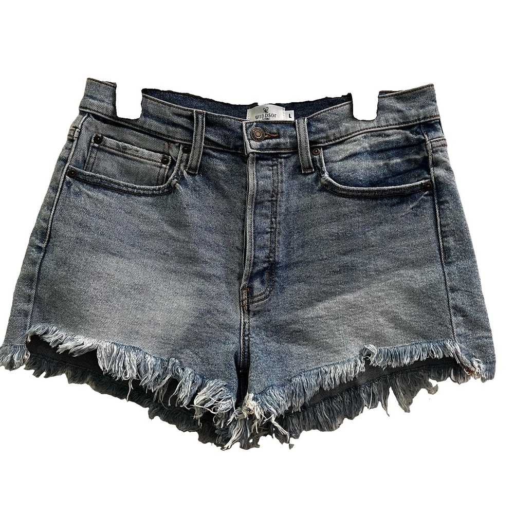 Windsor women's Denim Cheeky Booty Jean Shorts Jorts Sz Large NEW raw hem